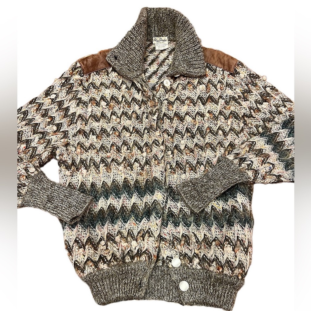 Vintage Italian 1980’s chunky knit Mohair & Leather Sweater